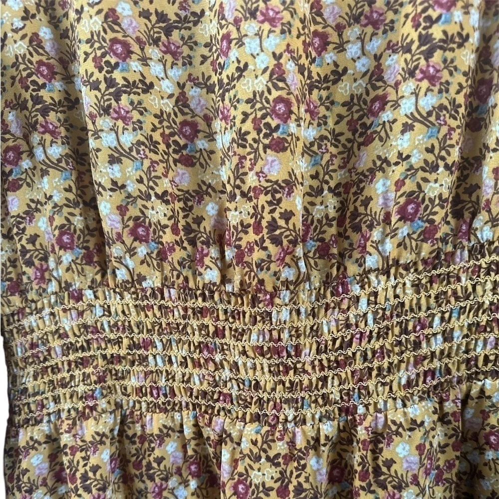 MAX STUDIO Front Tie Long Sleeve Floral Blouse Size: L - Picture 6 of 7